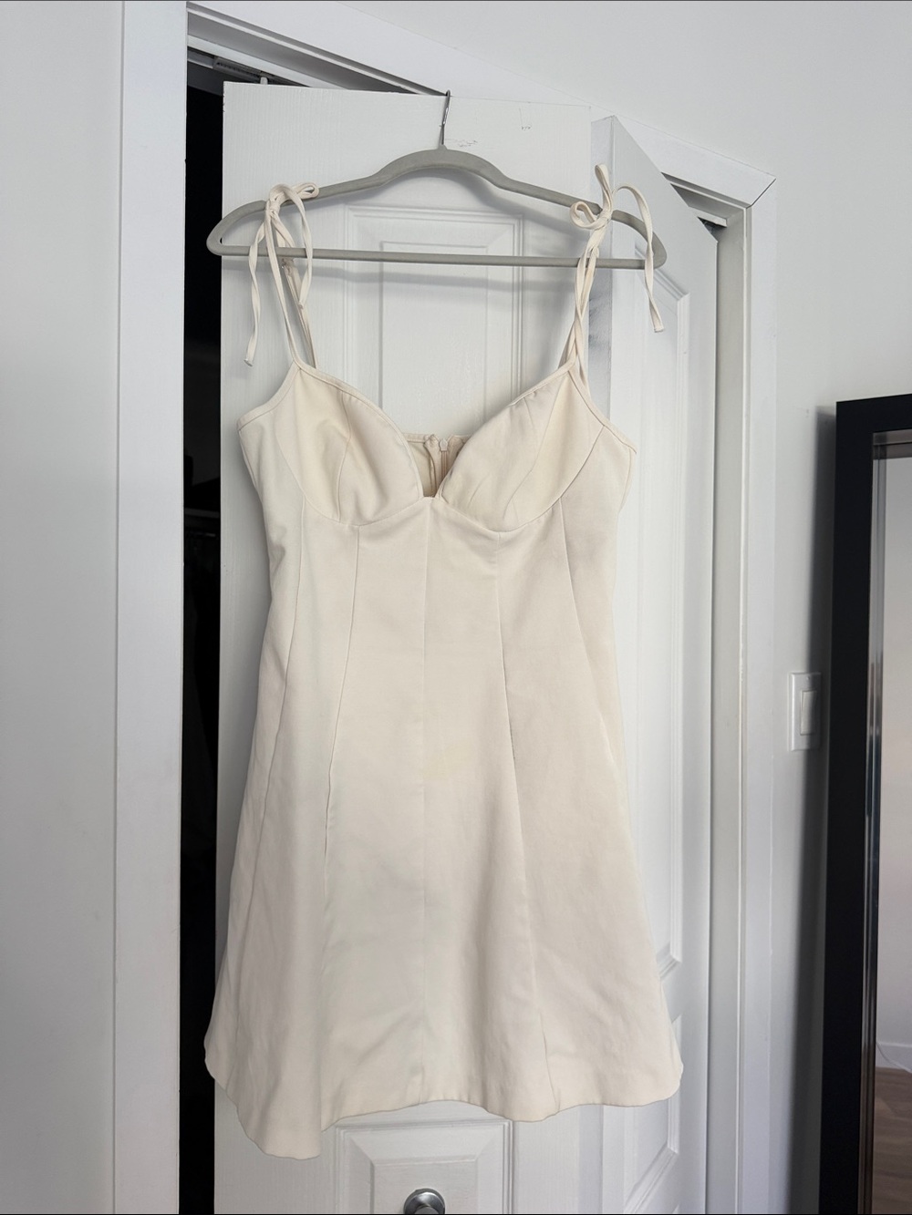 Zara Cream Tie-Strap Slip Dress